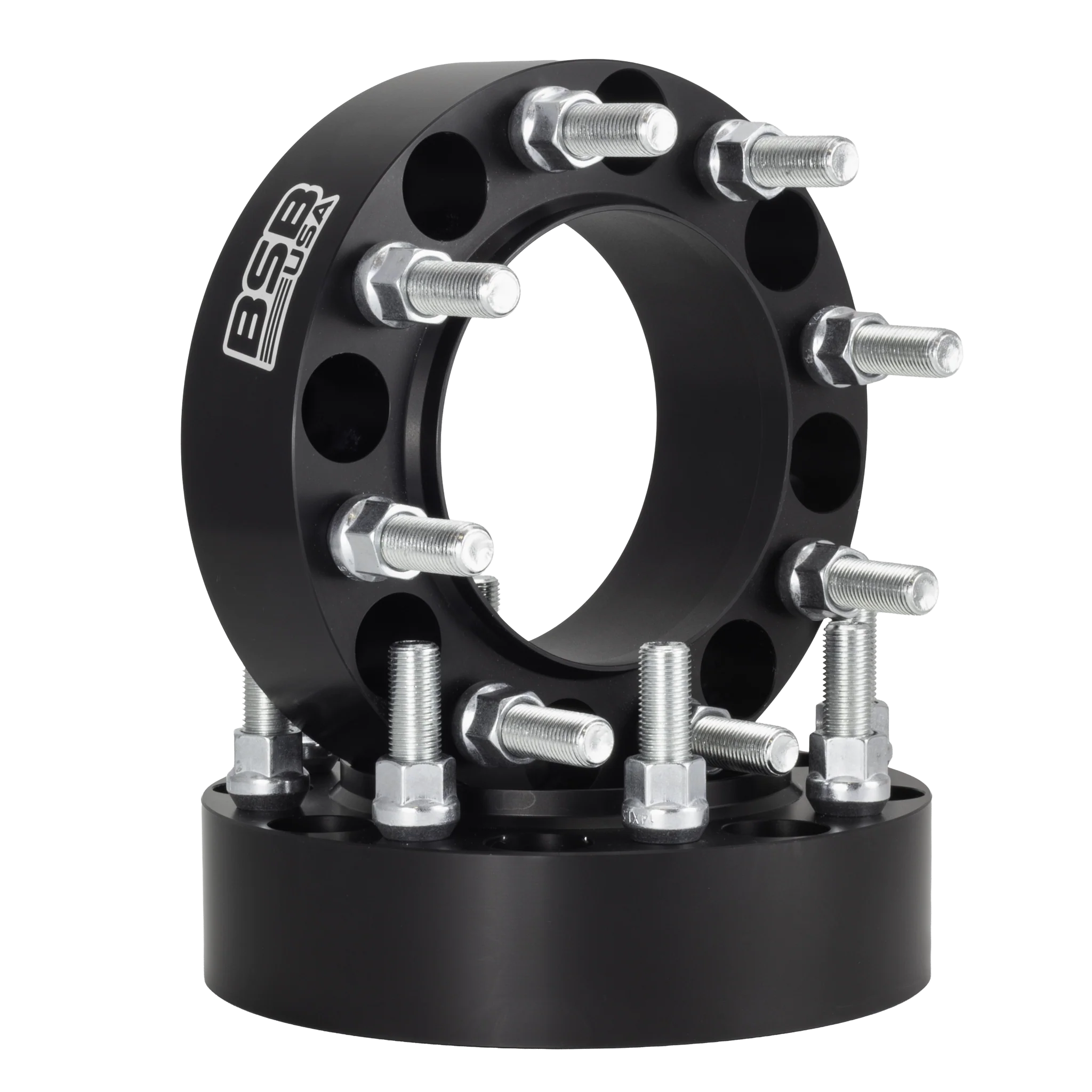 American Made 1.5" 8x180 Wheel Spacers For Chevy Silverado 2500 3500 GMC Sierra - Hubcentric, 124.1mm Hub, 14x1.5 Studs, Black, Made in the USA - Image 3